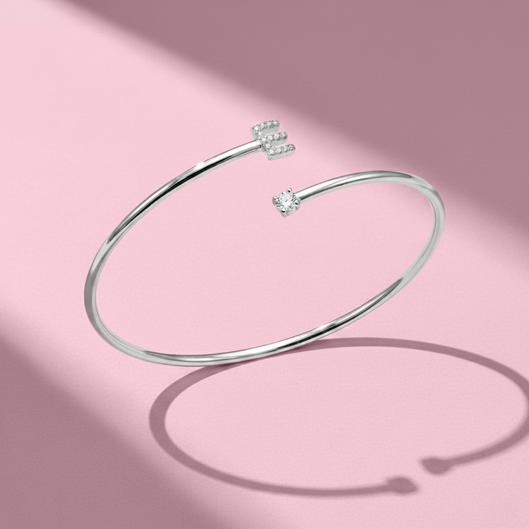 BRACELETE LETRA E PRATA 925