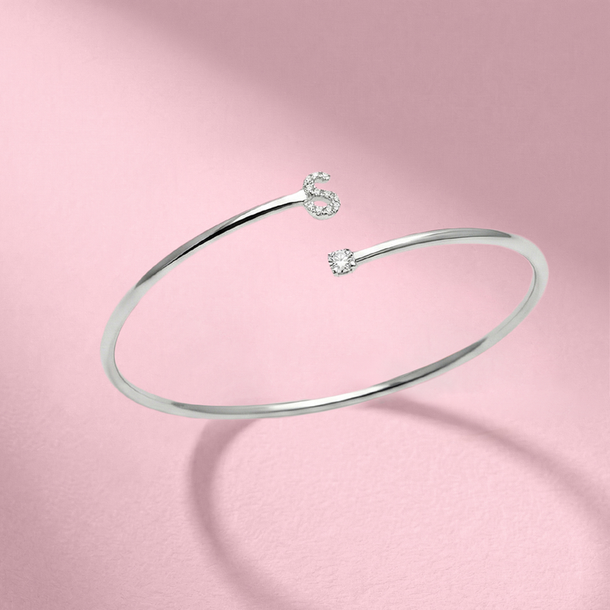 BRACELETE LETRA S PRATA 925