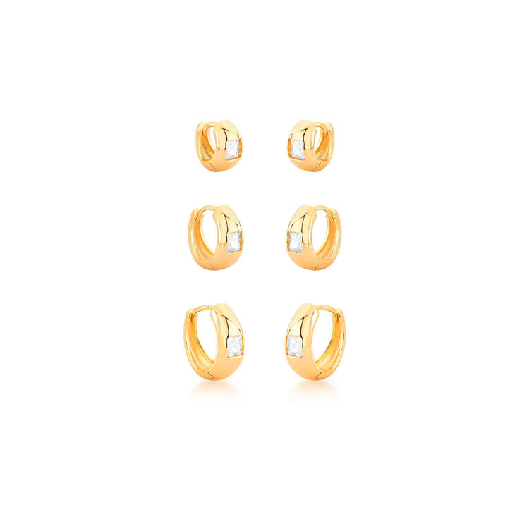 BRINCO KIT ARGOLA COM ZIRCONIA