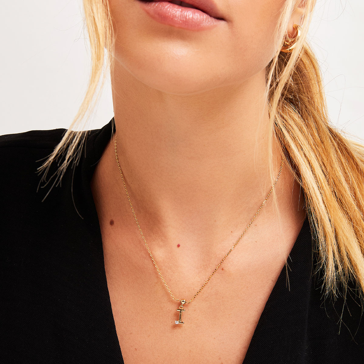 PINGENTE LETRA I ZIRCONIA