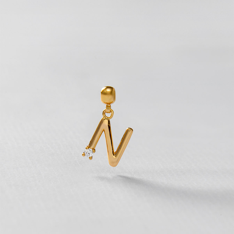 PINGENTE LETRA N ZIRCONIA