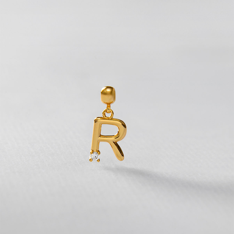 PINGENTE LETRA R ZIRCONIA