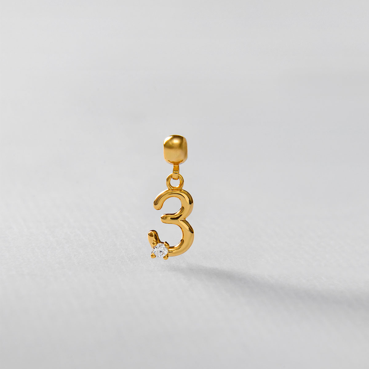 PINGENTE NUMERO 3 ZIRCONIA