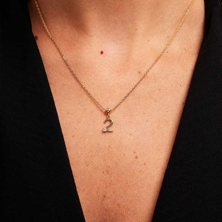 PINGENTE NUMERO 2 ZIRCONIA
