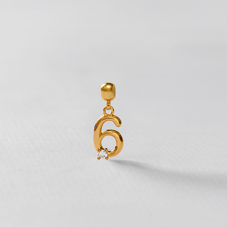 PINGENTE NUMERO 6 ZIRCONIA