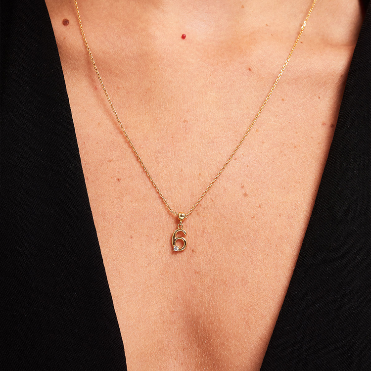 PINGENTE NUMERO 6 ZIRCONIA