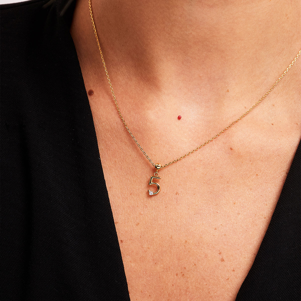 PINGENTE NUMERO 5 ZIRCONIA
