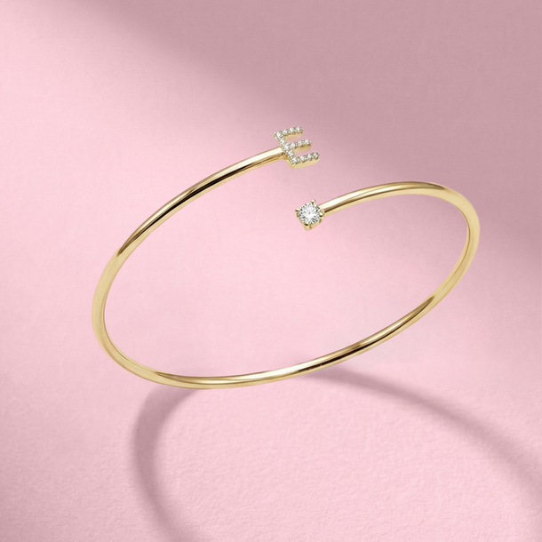 BRACELETE LETRA E PRATA 925