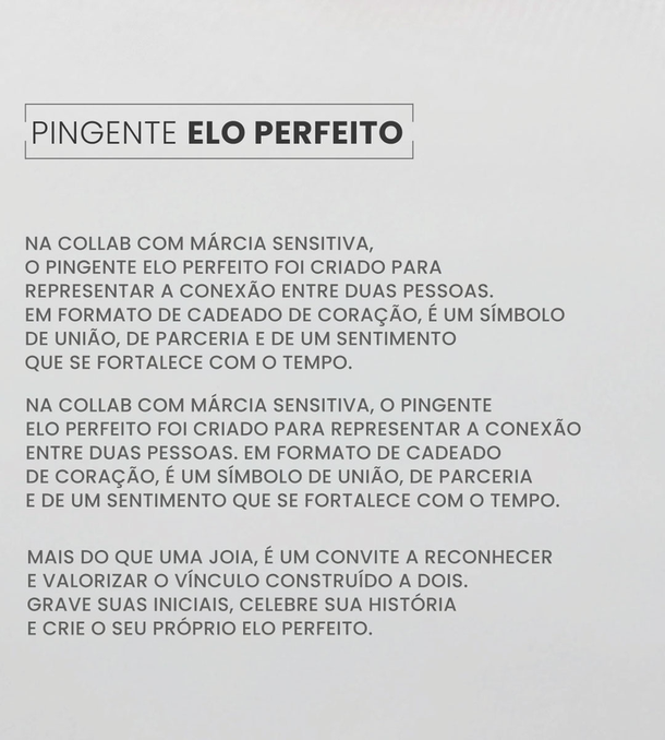 Pingente Elo Perfeito Personalizável Collab Márcia Sensitiva