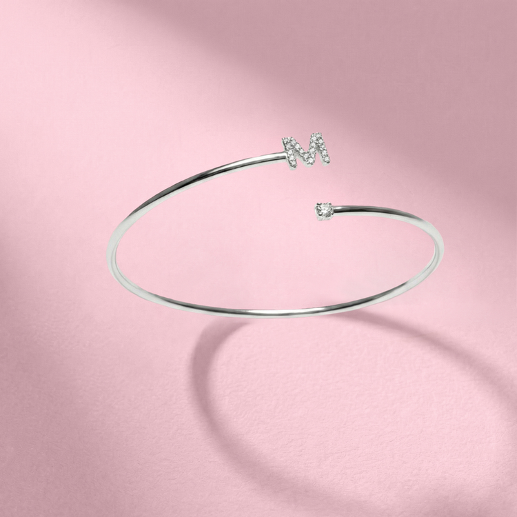 BRACELETE LETRA M PRATA 925