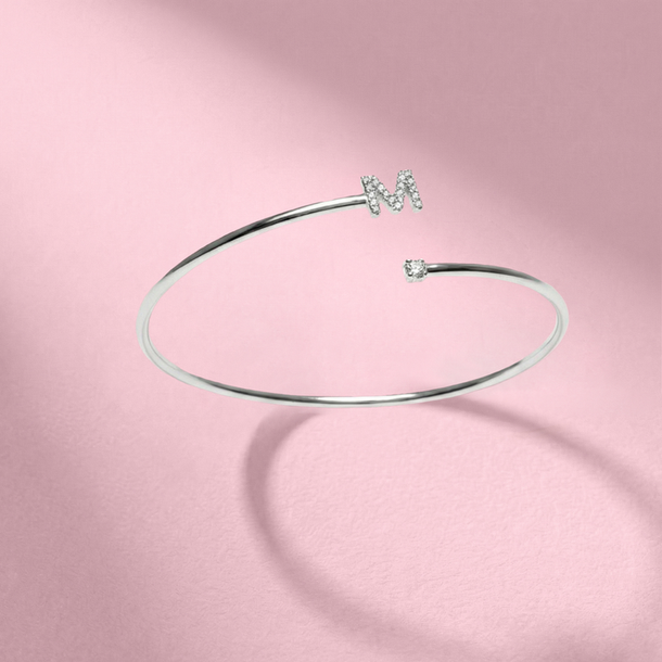 BRACELETE LETRA M PRATA 925