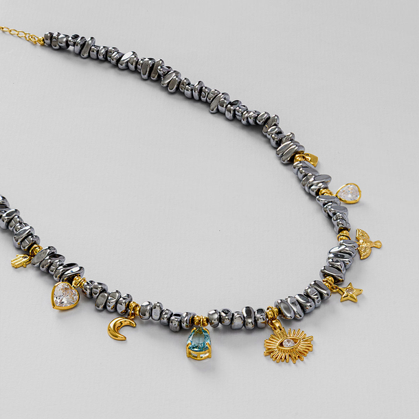 COLAR AMULETOS HEMATITA