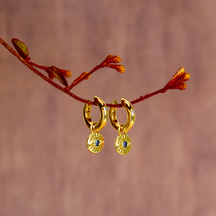 BRINCO ARGOLA OLHO MÍSTICO AZUL