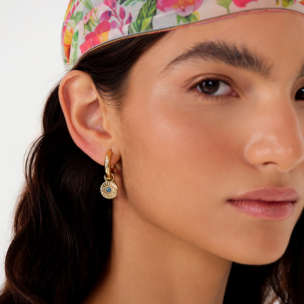 BRINCO ARGOLA OLHO MÍSTICO AZUL