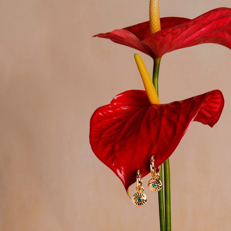 BRINCO ARGOLA OLHO MÍSTICO VERDE