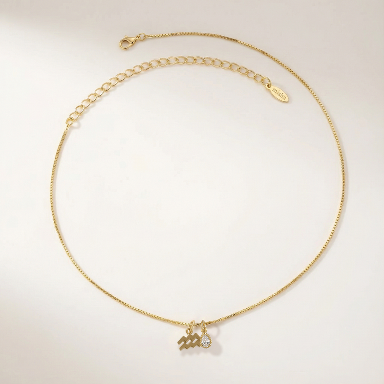 COLAR SIGNO AQUÁRIO COM ZIRCÔNIA