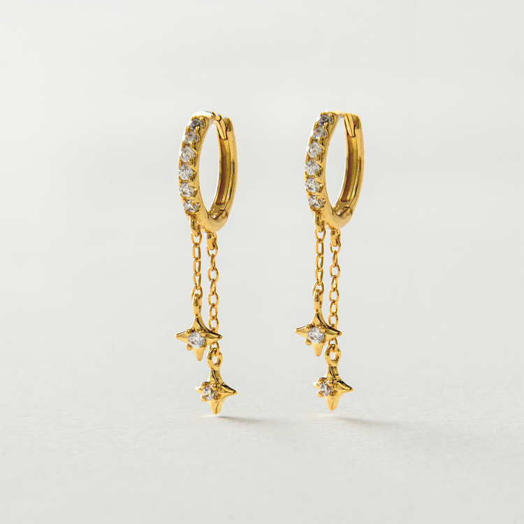 BRINCO DUPLO CRAVEJADO ESTRELA SHINE