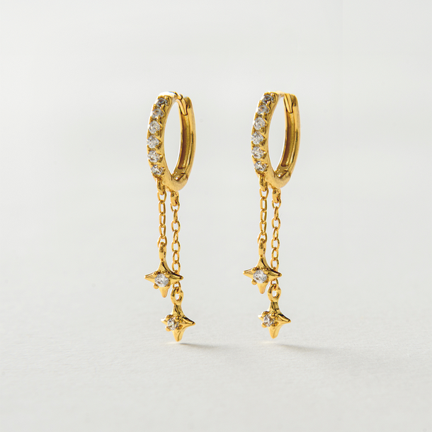 BRINCO DUPLO CRAVEJADO ESTRELA SHINE