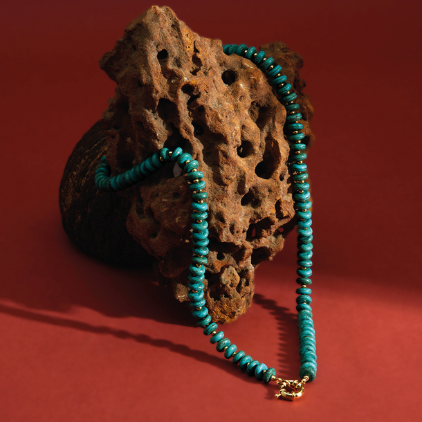 COLAR MOEDAS TURQUESA