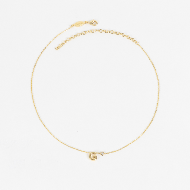 COLAR LETRA G COM ZIRCÔNIA