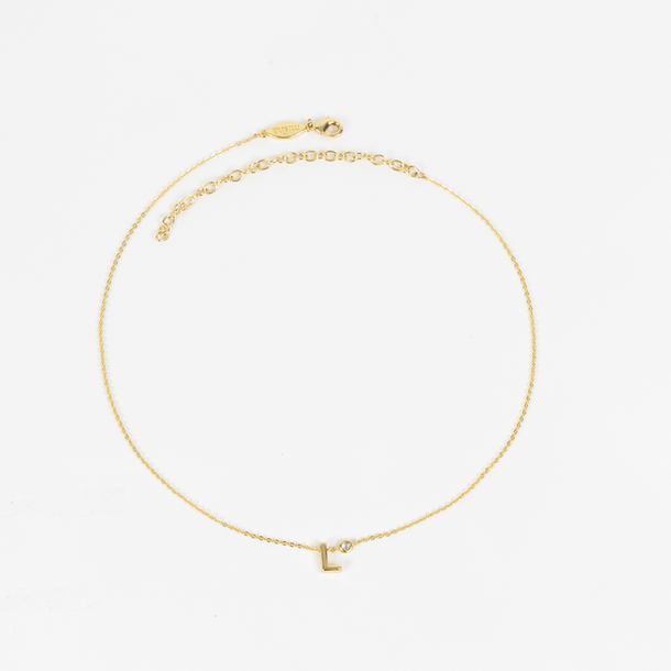 COLAR LETRA L COM ZIRCÔNIA