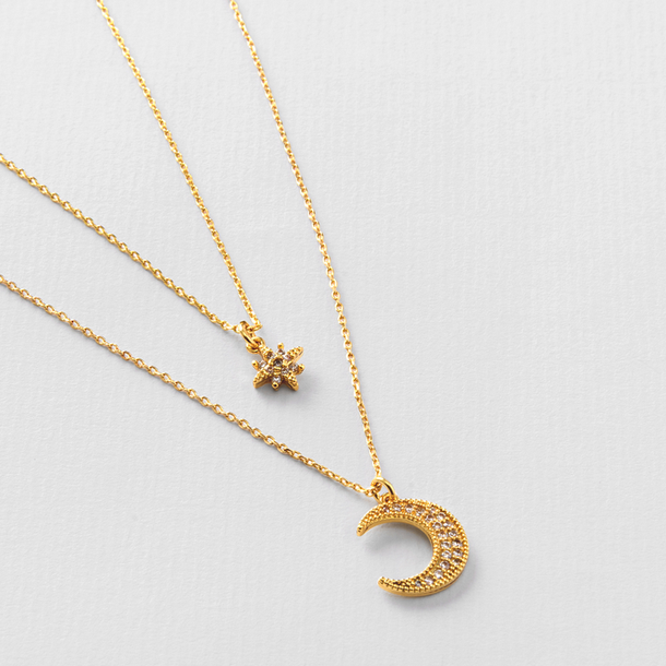 COLAR DUPLO LUA E ESTRELA