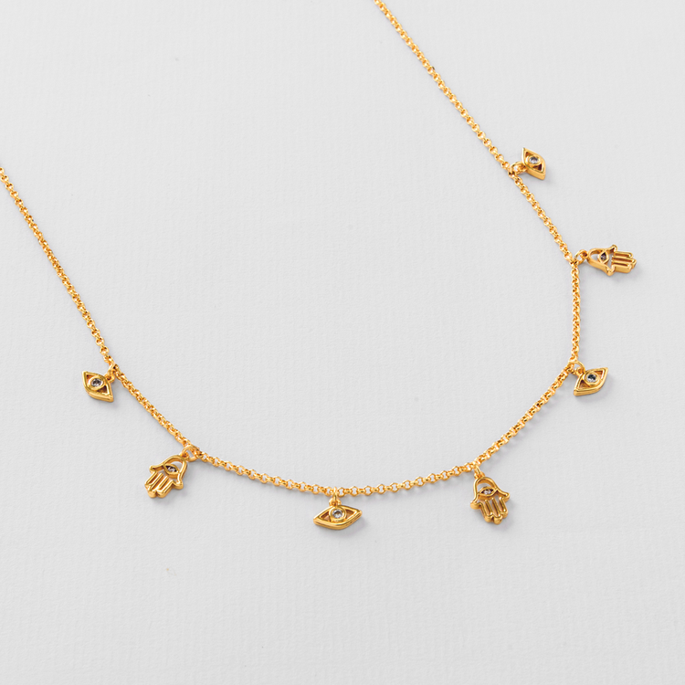 COLAR GIPSY OLHO E MÃO DE FATIMA