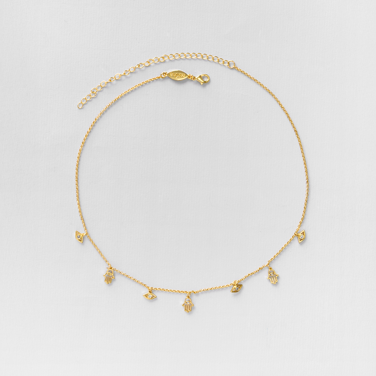 COLAR GIPSY OLHO E MÃO DE FATIMA