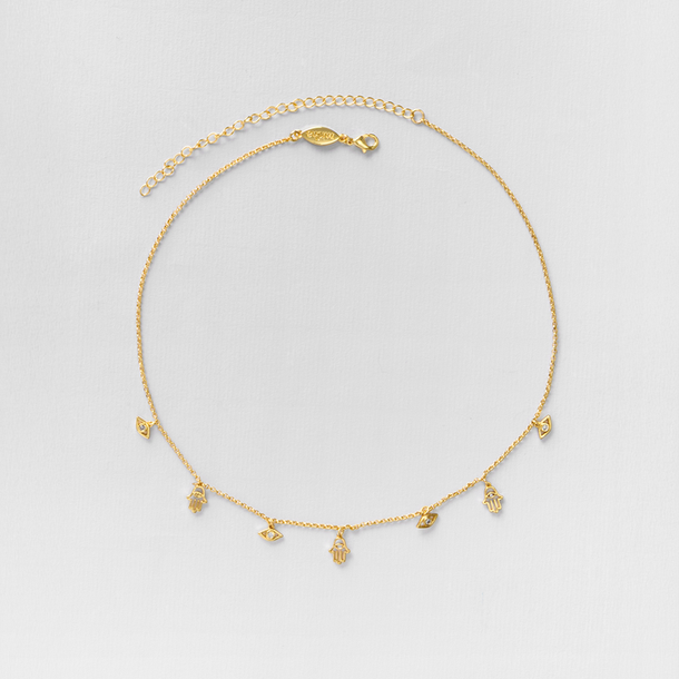 COLAR GIPSY OLHO E MÃO DE FATIMA