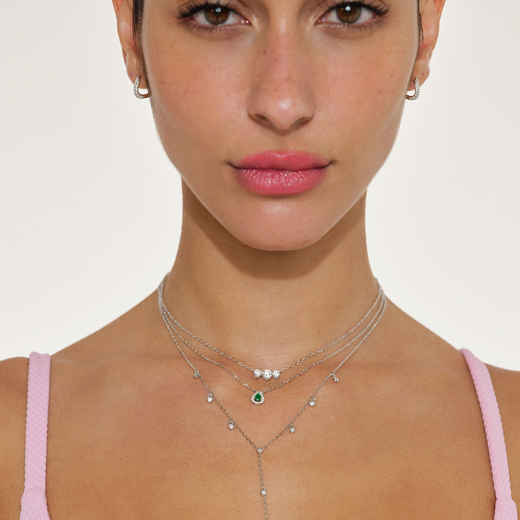 COLAR TRIPLO ZIRCÔNIA PRATA 925