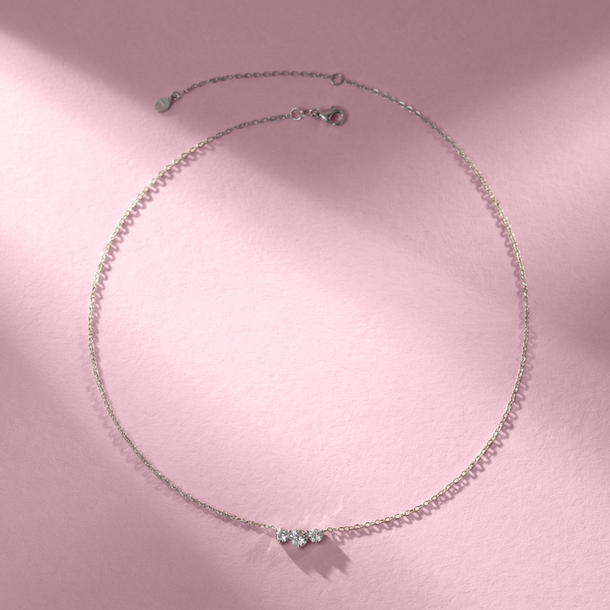 COLAR TRIPLO ZIRCÔNIA PRATA 925