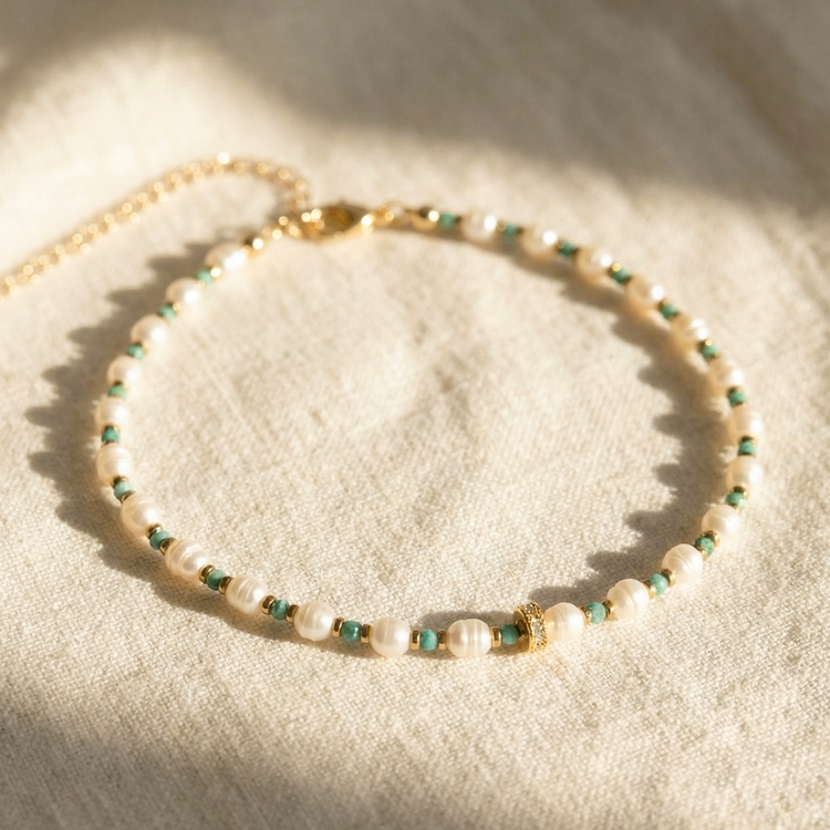 COLAR SUNSHINE AZUL E PÉROLA