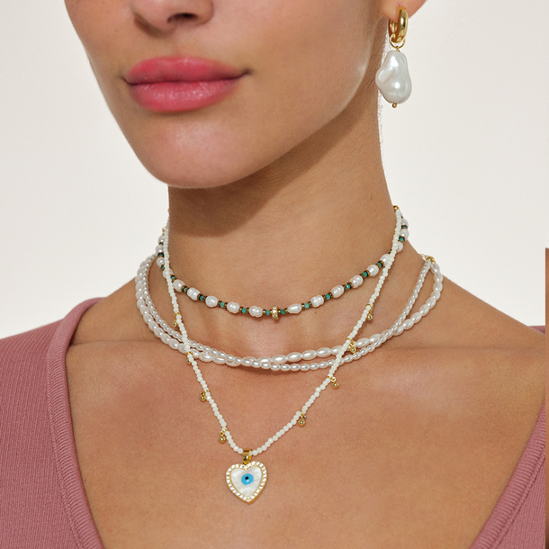 COLAR SUNSHINE AZUL E PÉROLA