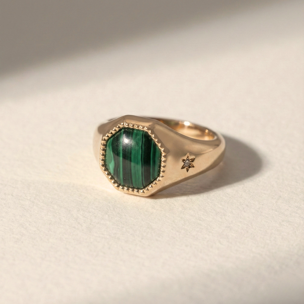 ANEL ASTROS SIGNET MALAQUITA