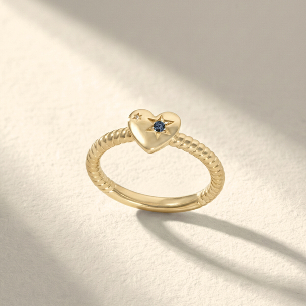 ANEL ASTROS CORAÇÃO AZUL PRATA 925