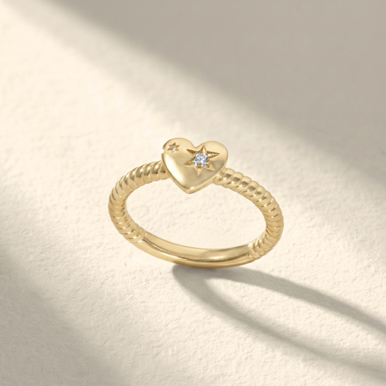 ANEL ASTROS CORAÇÃO INCOLOR PRATA 925