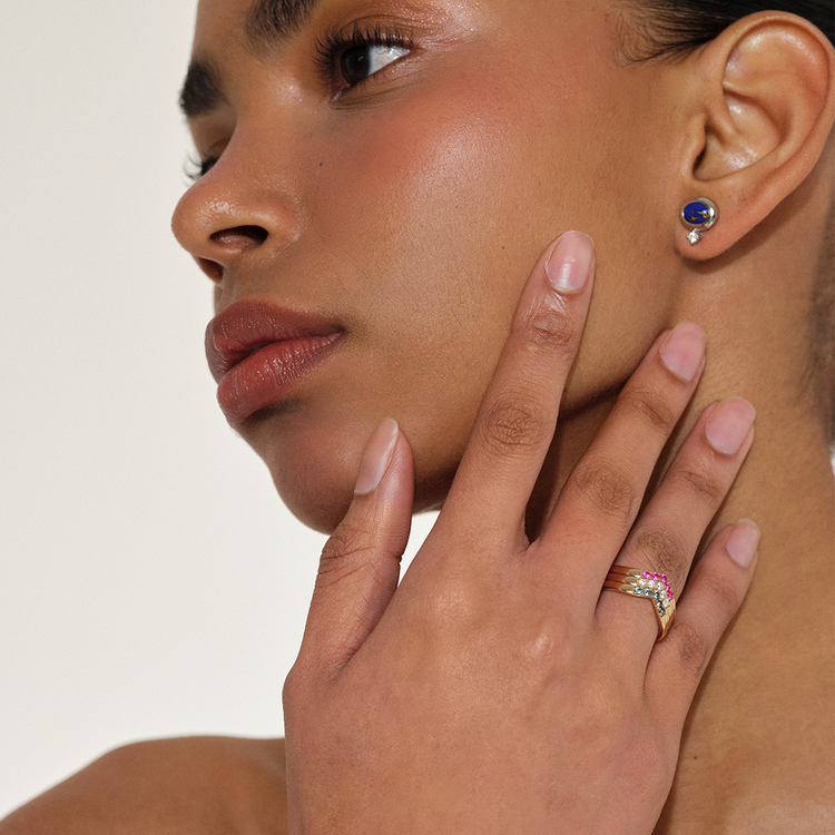 KIT ANEL ASTROS CRAVEJADO PRATA 925