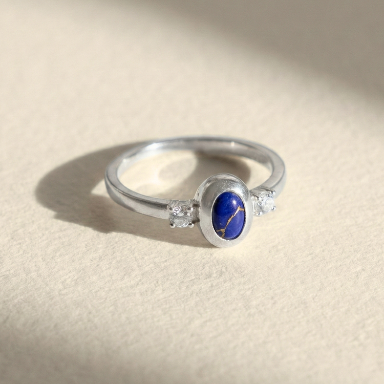 ANEL ASTROS CRAVEJADO E LAPIS LAZULI PRATA 925