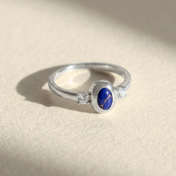 ANEL ASTROS CRAVEJADO E LAPIS LAZULI PRATA 925