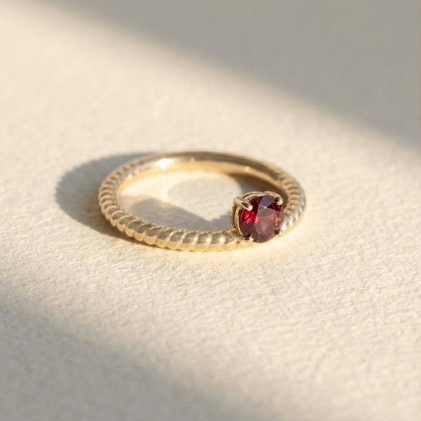 ANEL ASTROS VERMELHO PRATA 925