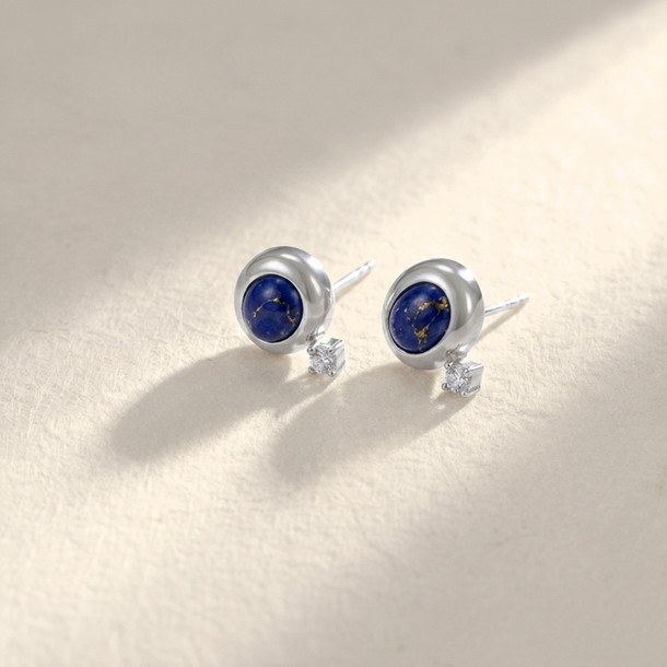 BRINCO ASTROS LAPIS LAZULI PRATA 925