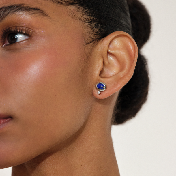 BRINCO ASTROS LAPIS LAZULI PRATA 925