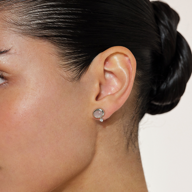 BRINCO ASTROS QUARTZO ROSA PRATA 925