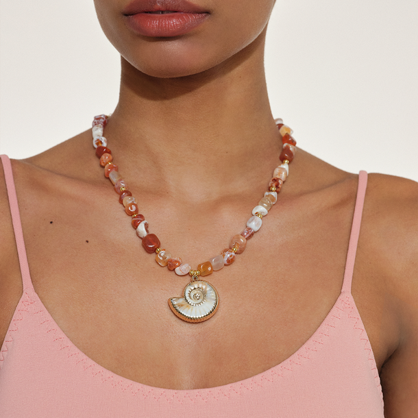 COLAR SUNSHINE CORALINA E CONCHA