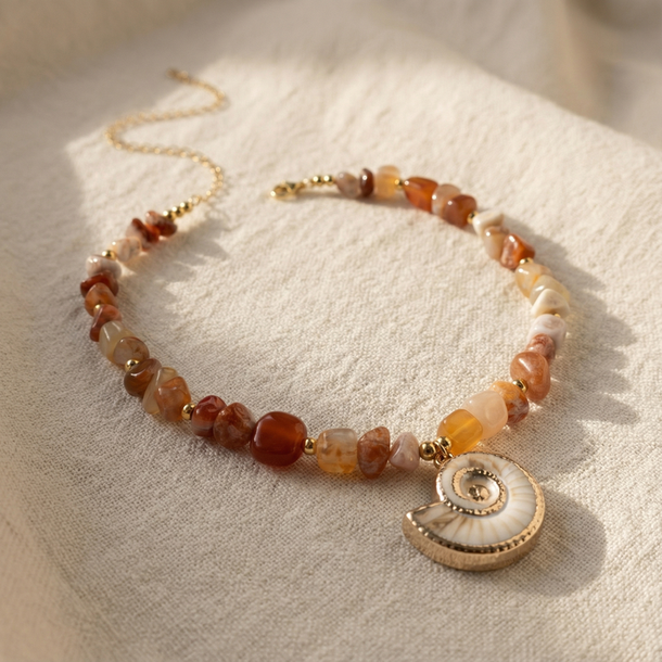 COLAR SUNSHINE CORALINA E CONCHA