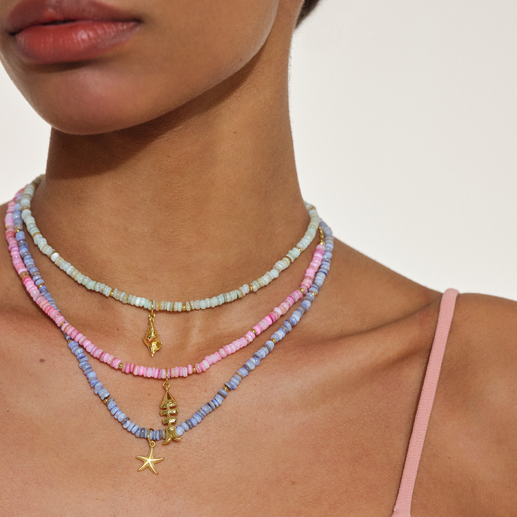 COLAR SUNSHINE AMAZONITA E CONCHA