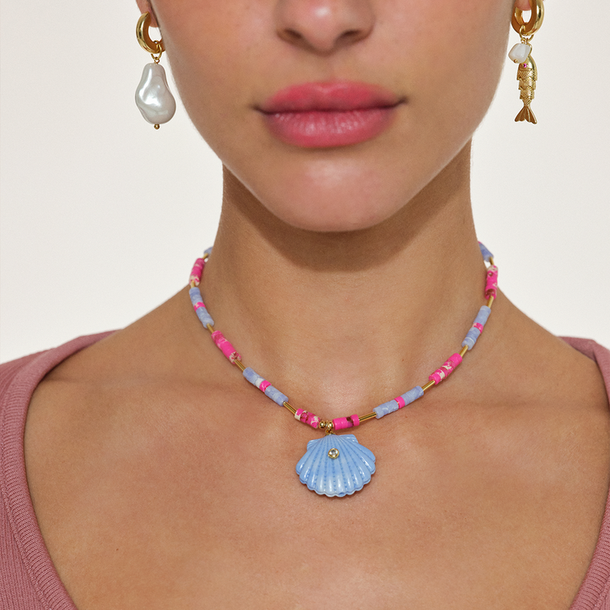 COLAR SUNSHINE JASPER ROSA E AZUL