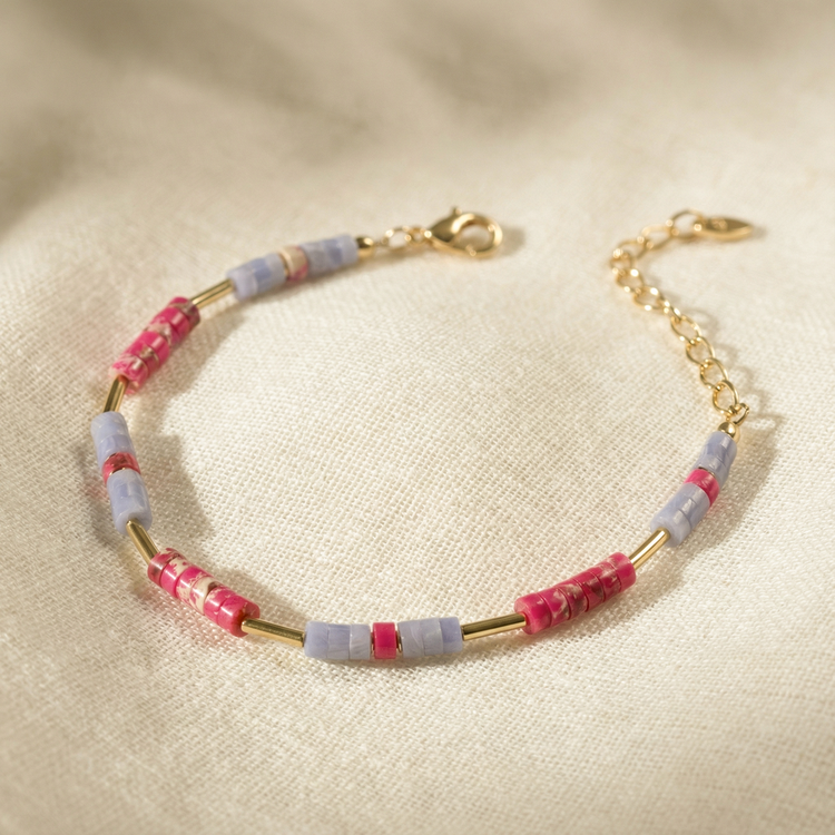 PULSEIRA SUNSHINE JASPER ROSA E AZUL