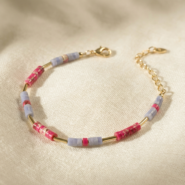 PULSEIRA SUNSHINE JASPER ROSA E AZUL