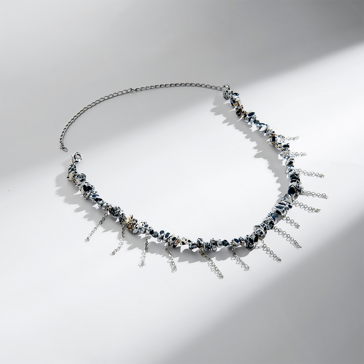 COLAR LUNA JASPE E HEMATITA